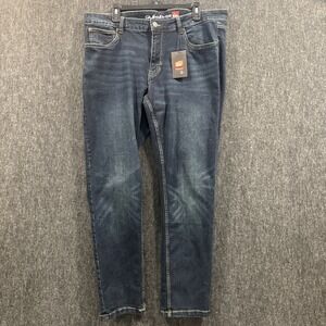 Quiksilver Men's Slim Fit Jeans 38 X 32 Blue 14" Leg Opening Taper Flex Stretch